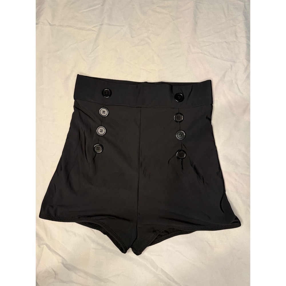 Pinky Pinups High Waisted Sailor Shorts Black Retro Pinup Button Front Mens L